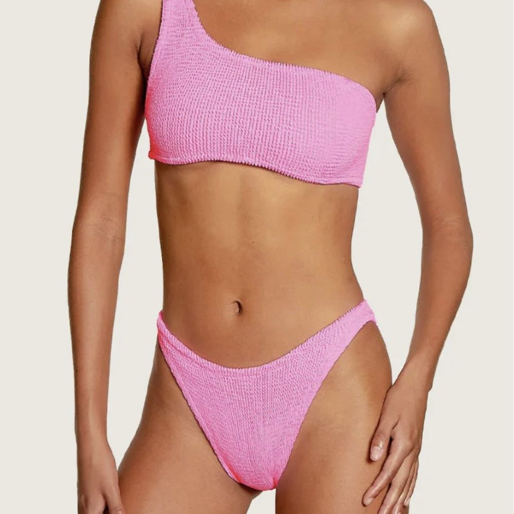 New Hunza G Nancy Crinkle Bikini Set in Bubblegum Pink